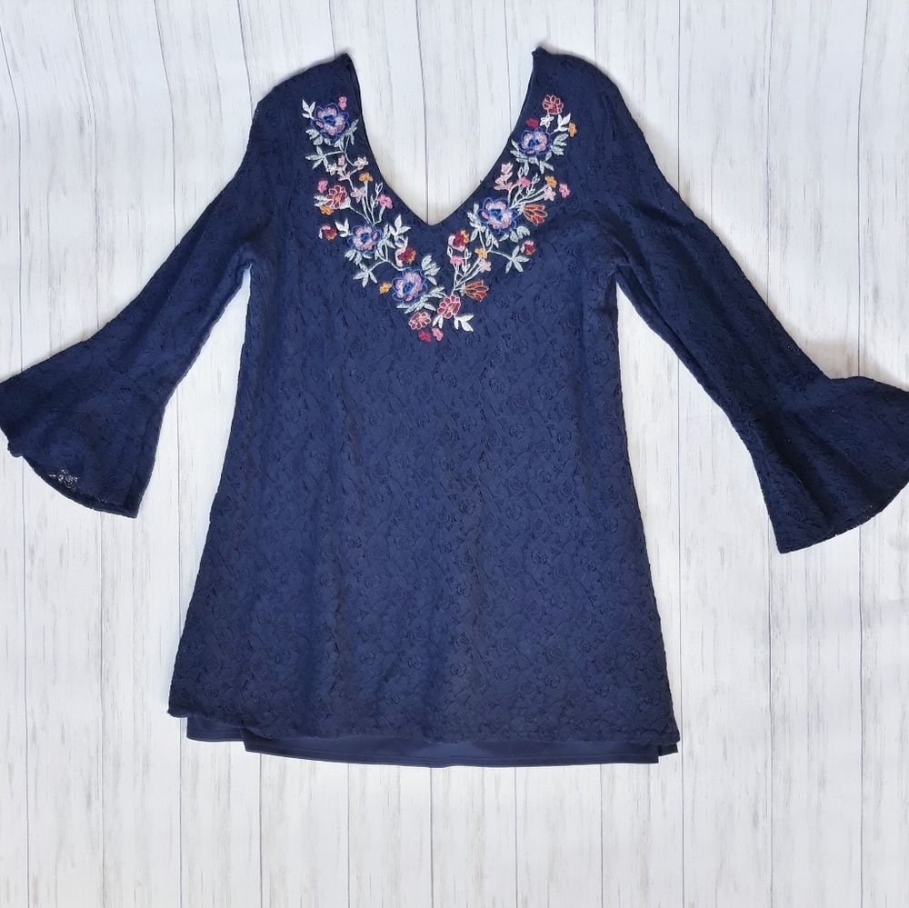 Xhilaration | Bell Lace Floral Embroidered Dress